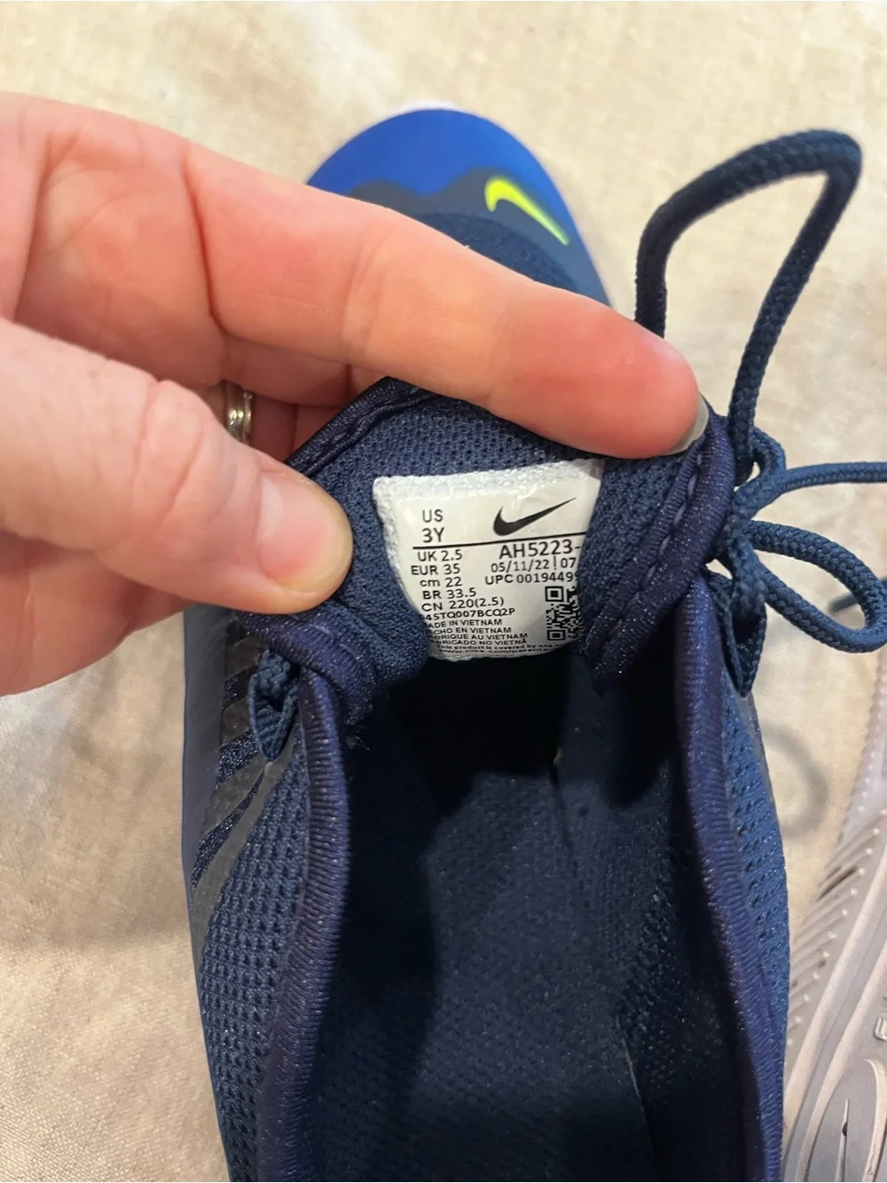 Nike Navy and Neon Yellow Air Max Sneakers